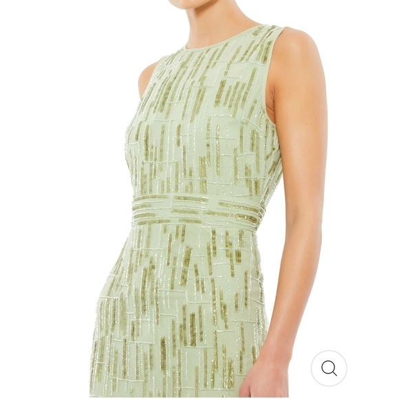 Mac Duggal ABSTRACT BEADED SLEEVELESS MIDI SHEATH DRESS size 16 NEW - Picture 4 of 16